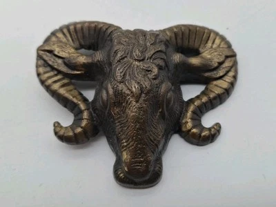 Hebilla de cinturón de latón vintage cabeza Ram Foto 1 de 4