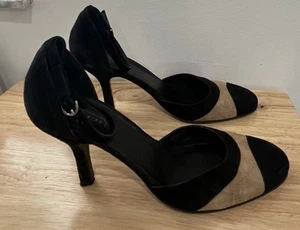 Coach Heels Women's Size 10 B Two-Toned Suede Ankle Strap Buckle Heels Used - Picture 1 of 8