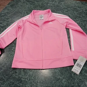 Adidas Girls Size 6x Light Pink Track Jacket Lightweight Full Zip Back To School - Picture 1 of 9
