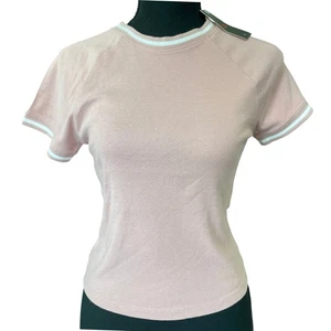Levis Ringer Tee Damen M rosa weiß minimalistisch weich Mädchen Retro sportlich Freizeit Neu mit Etikett - Bild 1 von 9