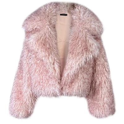 Nuevo Abrigo de Piel Sintética Moda Gabardinas Cortas Esponjosas Invierno Chaqueta de Solapa Grande Foto 1 de 4