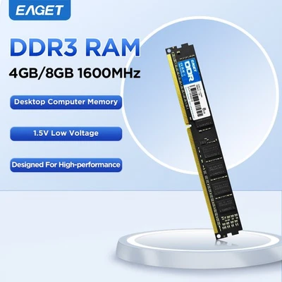 EAGET 4GB 8GB DDR3 1600MHz CL11 RAM 240Pin UDIMM Desktop Memory RAM for Gaming - Image 1 of 4