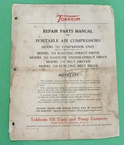 Tokheim Repair Parts Manual For Portable Air Compressors ( Original ) - Picture 1 of 5