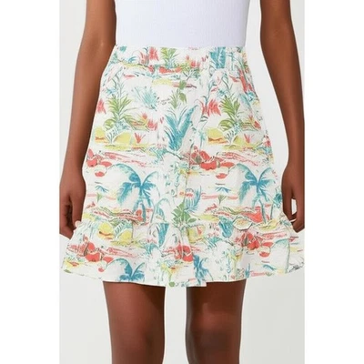 Sigrid Olsen Skirt Womens Small Watercolors Tropical Print Ruffle Casual Dainty - Image 1 of 4