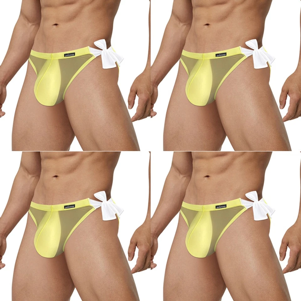 Paquete de 4 calzoncillos geniales de nailon de tiro bajo para hombre sexy bolsa de bikini bragas ropa interior Foto 1 de 4
