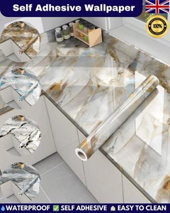 Selbstklebende Küche Arbeitsplatte Abdeckung Vinylfolie Schranktür Marmor Aufkleber - Bild 1 von 26