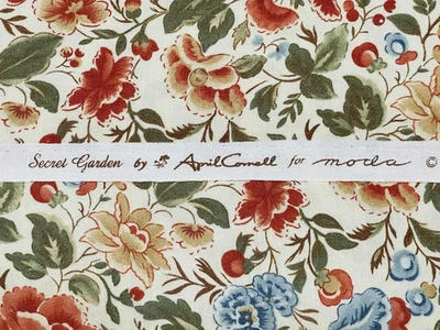 April Cornell 1.5 Yards Secret Garden Moda Floral Cotton Quilting Fabric 45" W - Image 1 of 4