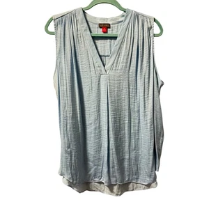Vince Camuto Light Blue Sleeveless V-Neck Blouse Sz 1X 100% Polyester Womens Top - Picture 1 of 10