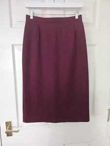 St Michael Vintage Skirt Pencil Size 12 W28 L 27" Burgundy 100% Wool Lined - Picture 1 of 9