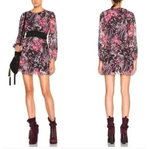 IRO Deylfe Silk Chiffon Mini Dress Size 38 -US 8 Floral Ruffle Fairy - Picture 1 of 13
