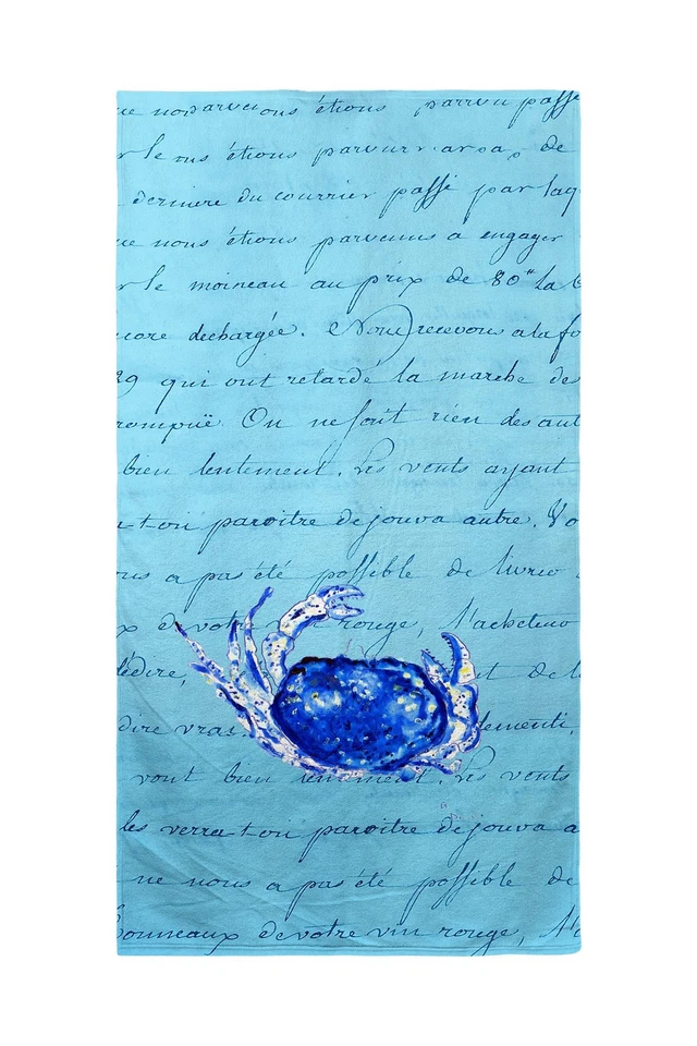 Toalla de playa Betsy Drake Blue Script Cangrejo Foto 1 de 1