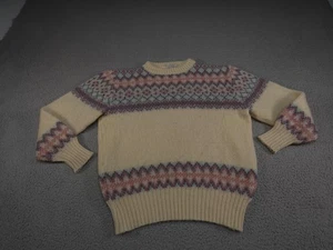 Vintage Icelandic Wool Sweater Womens Small Beige Nordic Lopapeysa Viking Wool - Picture 1 of 13
