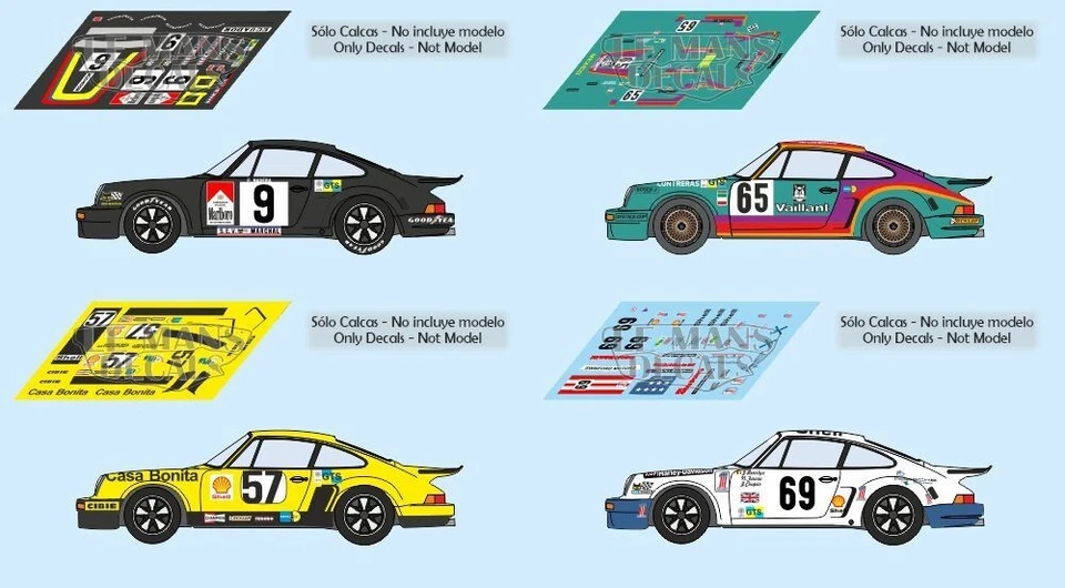 STICKERS LE MANS Décal Porsche 911 Carrera RSR Le Mans 1975 1:32 1:43 1:24 1:18 slot decals