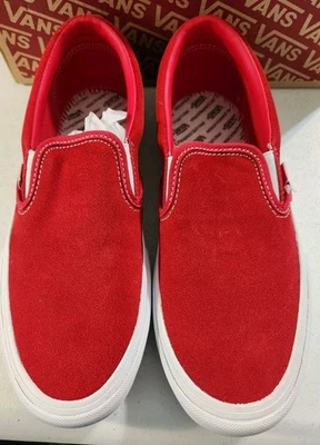 Vans Slip-On Pro (замша) красный и белый мужской размер 8 ~ читать описание - Изображение 1 из 4