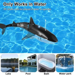 Kids RC Whale Shark Boat 2.4GHz Remote Control Diving Water Spray Light Toy - Picture 1 of 13