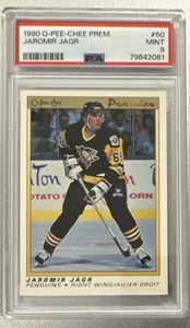 1990 O-PEE-CHEE PREMIUM #50 / HOF Jaromir Jagr ROOKIE / PSA 9 MINT