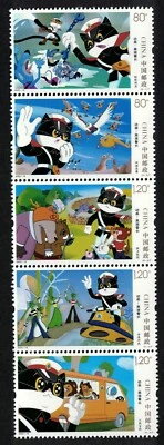 P. R. OF CHINA 2022-18 ANIMATION BLACK CAT SHERIFF COMP. SET OF 5 STAMPS IN MINT - Image 1 of 4