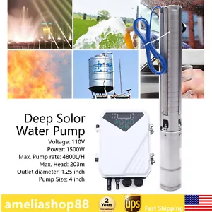 4" 2HP Solar Water Pump Submersible MPPT Controller Kit Stainless Deep Well Pump - Picture 1 of 20