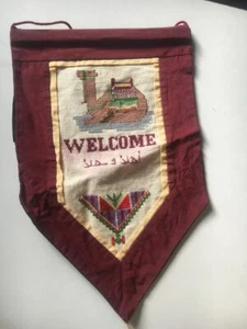 Wall Hanging Embroidery Sitting camel Welcome Silk Thread stitch Folk Art Holy - Picture 1 of 10