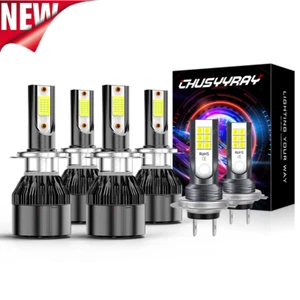 H7+H7+H7 LED Headlights Combo High Low Beam Fog Light 6x Bulbs Kit 9600LM Bright - Picture 1 of 11