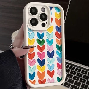 Rainbow Heart iPhone Case Soft Silicone Shockproof Back Cover for iPhone 14, 13 - Picture 1 of 47