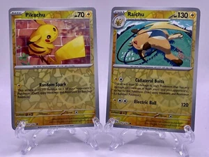 Pokémon TCG Pikachu 051/162 & Raichu 052/162 Temporal Forces Reverse Holo NM/M - Picture 1 of 2