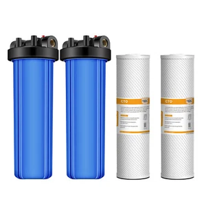 Paquete de 2 cartuchos CTO de 20 pulgadas para toda la casa sistema de carcasa de filtro de agua de 20" x 4,5" - Imagen 1 de 13