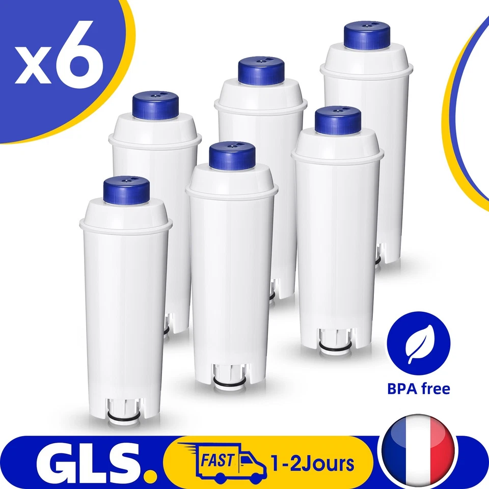 6x Filtre à eau pour machine à café De'Longhi DLSC002 ECAM ESAM ETAM Série