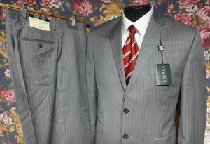 Lauren Ralph Lauren Classic-Fit Gray Pinstripe Suit 40S - Picture 1 of 7