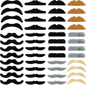 48 Pcs Fake Mustache Fake Moustache Mustaches Self Adhesive Stick on Mustache Fa - Picture 1 of 8