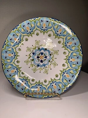 "Plato de ensalada Pier 1 Imports Celeste 9"" porcelana estampado azul redondo" Foto 1 de 3