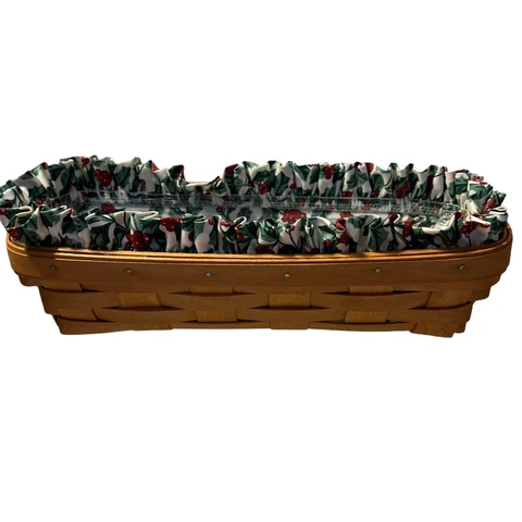 97 Longaberger Cracker Basket Holly Berry & Liner Retired Signed Mary & Judy Cover