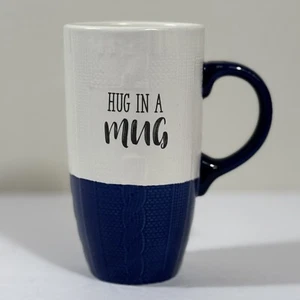 New Hug In a Mug Tall Sweater Navy White Mug Belle Maison Coffee Tea Cup - Picture 1 of 9