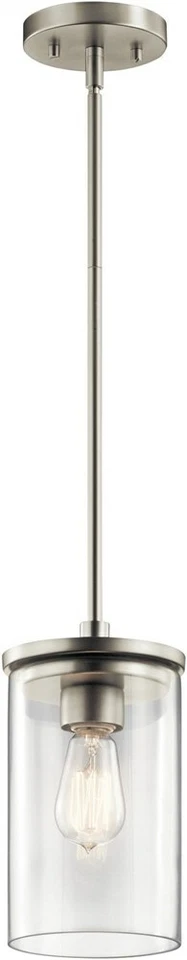 Kichler 43996NI - Crosby 1 Light Mini Pendant Brushed Nickel