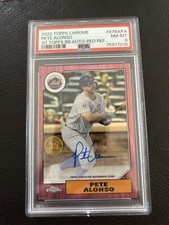 2022 Topps Chrome Pete Alonso ‘87 Topps Red Auto /5 Psa 8