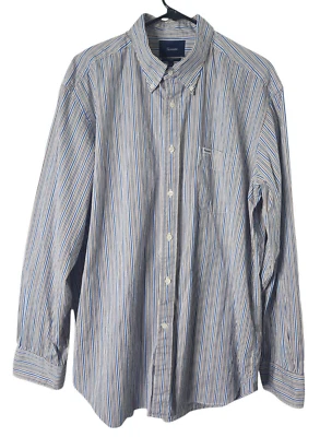 Faconnable мужской 2XL на пуговицах клуб платье рубашка в полоску карман длинным рукавом XXL - Изображение 1 из 4