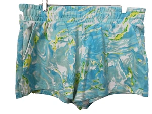 NO BOUNDARIES Blue Abstract KNIT SHORTS Elastic Waist Front Pockets Sz. Jr XL - Picture 1 of 7