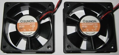 2 X Sunon 60 mm Quiet Fan w/ Sleeve Bearing - 5 V - 16 CFM - 3300 RPM - KDE0506 - Image 1 of 4