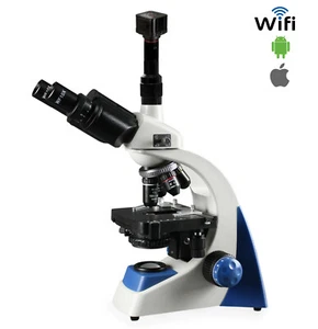 Microscopio compuesto trinocular 50-CXTT-100-LED-5NS-WH, cámara digital Wifi de 5 MP - Imagen 1 de 5