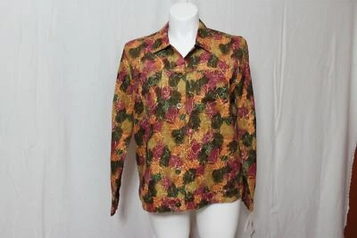 Breckenridge мисс XL длинным рукавом на пуговицах воротник блузка осень листья новый с Ярлыками - Изображение 1 из 4