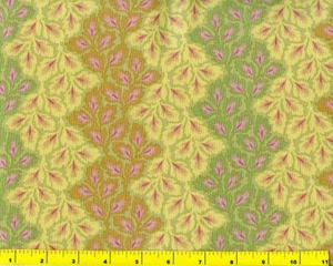 Hellbraun grün gelb und rosa Blattranke Streifen Meterware CSHLEA04560 - Bild 1 von 1
