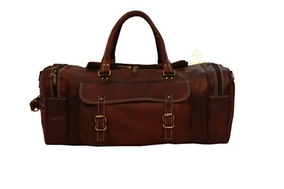 Bolsas de lona de cuero marrón para hombre 24 pulgadas - Bolsa de viaje de fin de semana - Bolsa de gimnasio.  Foto 1 de 4