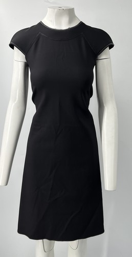 Abito Bottega Veneta nero manica ad aletta increspato elasticizzato seta linea A tg 40