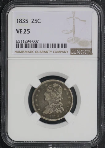 1835 Capped Bust Quarter NGC VF25! 6511294-007 Cover