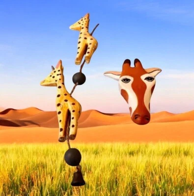 Lote de 2 adornos navideños jirafa madera navideña vintage Foto 1 de 4