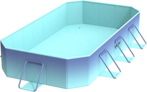 Foldable Pool, Non Inflatable Pools for Kids and Adults, Outdoor Pool with Metal - Picture 1 of 13