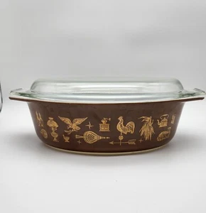 Vintage Pyrex Early American Design 2.5 Quart Casserole Dish With Lid 045 - Picture 1 of 10