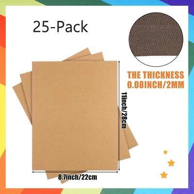 25 pieces 11" x 8.7" Corrugated Cardboard Sheets Flat Cardboard Brown 2mm Thick - Image 1 of 4