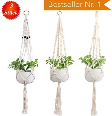 ▀▀ Premium Makramee Blumenampel Blumentopf BOHO Balkon Hängeampel Wandbehang ▀▀ - Bild 1 von 4
