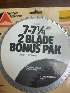Circular Saw Blade Set 7-71/4 Vermont American 2 Pack Plywood Paneling Rip Combo - Picture 1 of 3